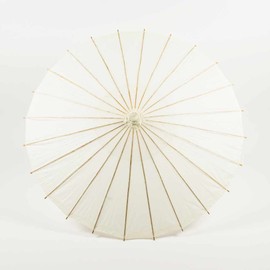 Luna Bazaar 20-Inch Beige/Ivory Paper Parasol Umbrella - Chinese/Japanese Paper Umbrella - For Children, Decorative Use, and DIY Projects