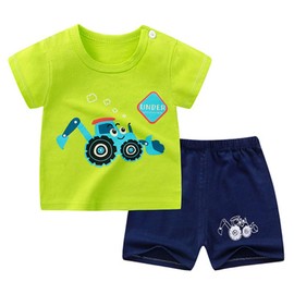 SUPFANS Baby Toddler Boys 4 Pieces T-shirts and Shorts Dinosaur Tops & Shorts Summer Outfits (Set-J, 2T)