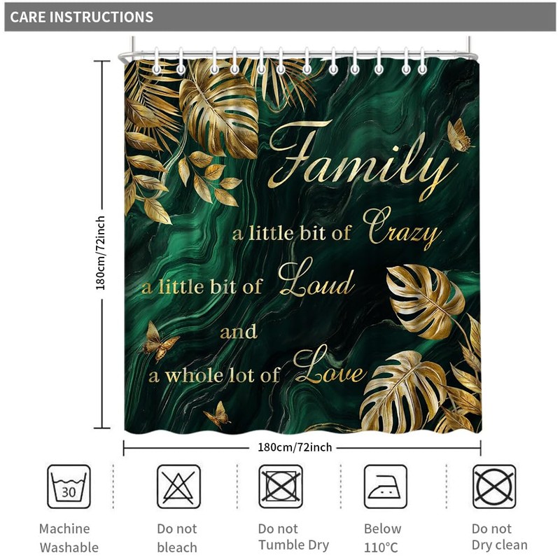 Artmyharbor Emerald Green and Gold Bathroom Decor Set Family Shower
