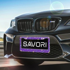 SAVORI Bling License Plate Frames for Women 2 Pack, Rhinestone Crystal License Plate...