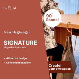 iHELIA Purse Hook Hanger for Table (Signature) - Premium Bag Holder w/ 90, 180 Degree Rotatable Function Design (Black)