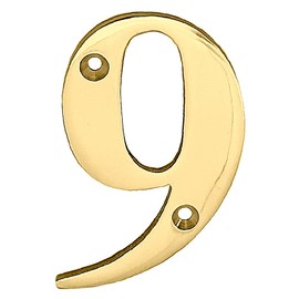 Doris 3-Inch Brass Letters Mailbox Decor Address Signs For Houses Outdoor Wall Decor Mailbox Numbers House Address Numbers For Outside Address Sign for Door Numbers (Polished, Number 9)