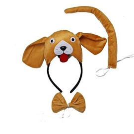 Kirei Sui Kids Brown Dog 3D Headband Bowtie Tail 3pcsSet Costume