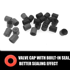 JNNJ Pack of 8 Car Tyre Valve Caps, Plastic Tyre Wheel Alloy Valve Caps Dust Caps, Car Tyre Handle Dust Caps with Sealing Ring SUV Truck (Black)