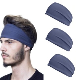 TENGFENG Headband Men Headband Sweat Absorbing Sports - Wide Comfortable Sweatband for Men and Women Quick Dry Turban Hair Band Sports Headbands for Running, Soccer, Yoga, Cycling, 3 Colors