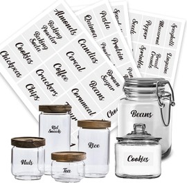 168 Preprinted Pantry Labels, Prefdo Modern Waterproof Food Name Clear Script Label Stickers for Kitchen Organization Jars & Canisters（White） (PF:2107110-WT /u69)