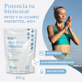B-FIT B Just Inositol - Myo y D-Chiro Inositol Fórmula 40:1 - Suministro para más de 3 Meses 120 Porciones - Alta Biodisponibilidad - Sin Aditivos - 100% Puro - Empaque Ecológico Bottle-free