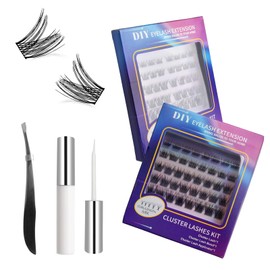 OranSee Kit de Extensiones de Pestañas DIY - Racimos de Pestañas Individuales para Extensiones de Pestañas con 40 Racimos Wispy, Delineador de Ojos - Kit de Extensiones de Pestañas para Hacer en Casa (Kit D-Curl 8-16mm) - Seductor