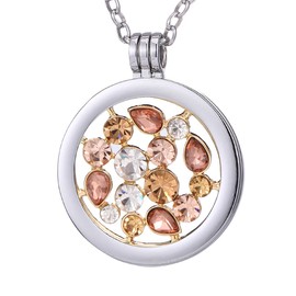 Morella Women's Necklace 70 cm Stainless Steel with Amulet and Coin 33 mm in Jewellery Bag, Metal, Cubic Zirconia