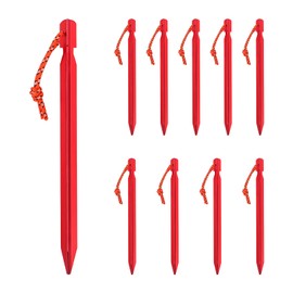 wilcractk Zeltheringe Aus Aluminium Erdnägel Stabil 18 cm In Rot Mit Seil Dreikant Design Für Sturmsicher Camping Bodenanker Und Schraubheringe Für Zelt Pegs Zelthaken Set