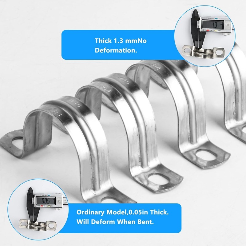 Generic Stainless Steel Pipe Strap Clamps, 16mm, U-Shaped Saddle Clamps
