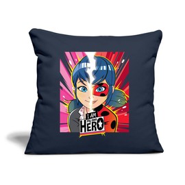Spreadshirt Miraculous Merchandise I Am My Own Hero Ladybug Marinette Throw Pillow Cover 18” x 18”, One Size, Navy