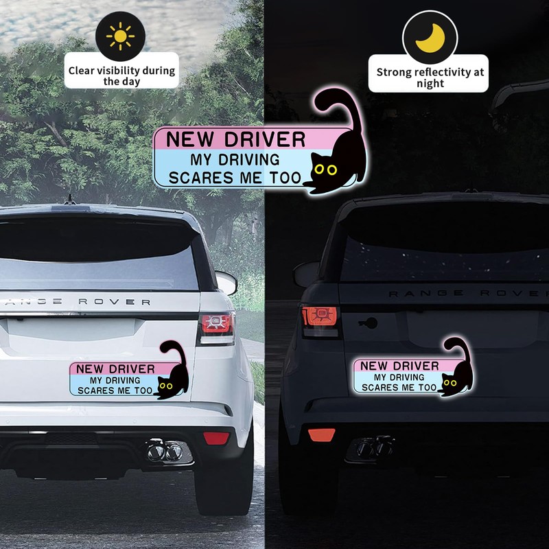 4pcs New Driver Car Magnet Set - Black Cat Design,