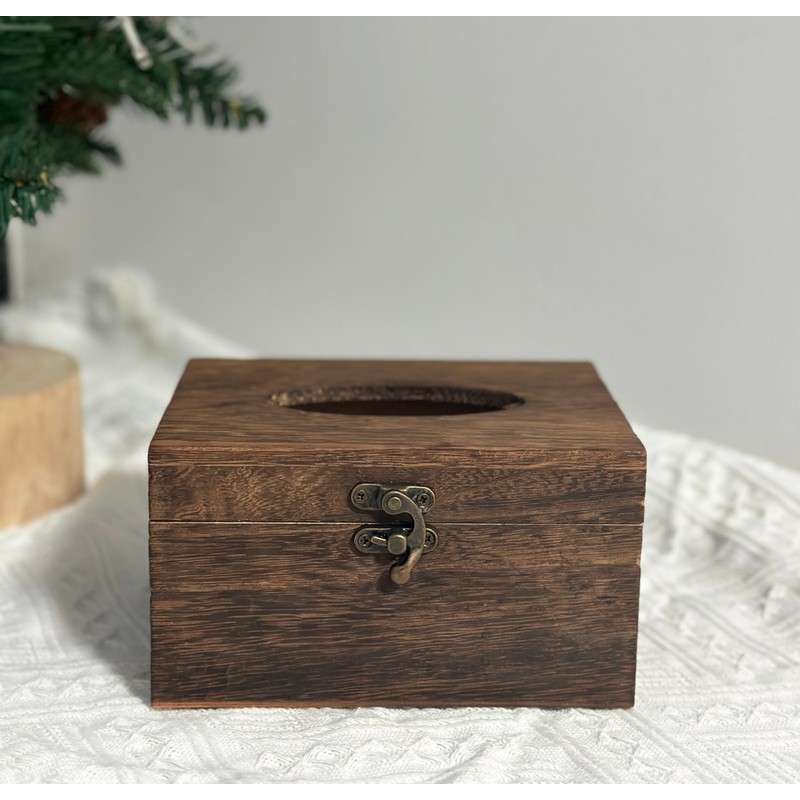 Wooden Tissue Box Cover Kleenexes Box Holder Rectangular Tissue Box