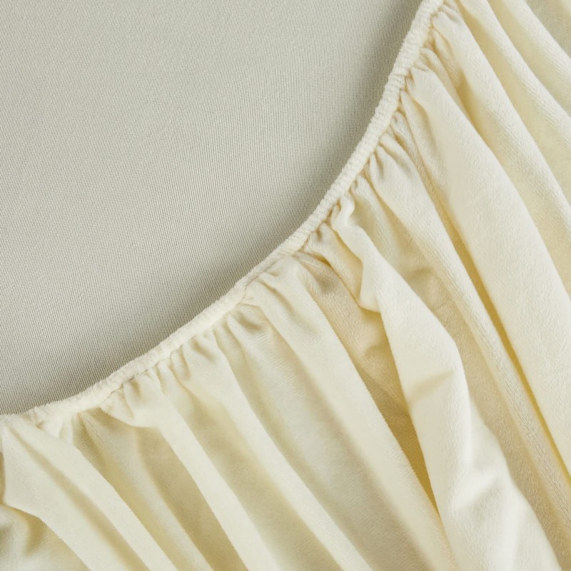 Cream Crystal Velvet Fitted Sheet Queen Only with 16" Elastic