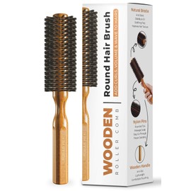 RUBAB MEN Boar Bristle Round Hair Brush Roller Comb For Men & Women | Blow Drying, Hairstyling, Quick Blowout, Add Shine/Volume, Curling, Minimize Damage And Straightening