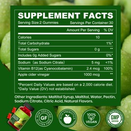 Montue Apple Cider Vinegar Gummies B12 Multivitamin,ACV Supplement Gummy Vitamins,Vegetarian Supplement for Women & Men,Non GMO,Support Normal Energy Levels & Gut Health 30 Gummies (30)