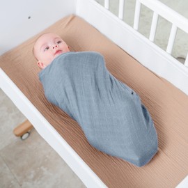 Comfy Cubs Muslin Swaddle Blankets (Pack of 2) - 119 x 119 cm, Soft Cotton Baby Blanket Set, Large Swaddling Wraps for Newborns - Nursing Cover, (Pacific Blue and Fern)