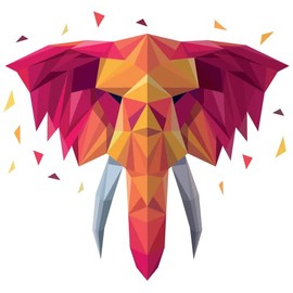 Prismatic Elephant Head Artwork Creative and Abstract Design with Confetti for Nursery Vinyl Wall Decal - Animal Creature Unique Art for Kid's Bedroom Wall Decoration - 28" x 22"