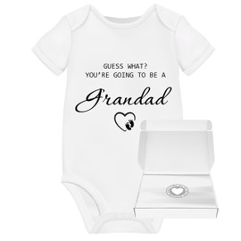 Pregnancy Announcement Grandad To Be Gifts From Bump Grandparent Baby Grow Reveal Ideas Vest Onesie Clothes Due 2024 Announcements (WITH BOX, 0-3 Months)