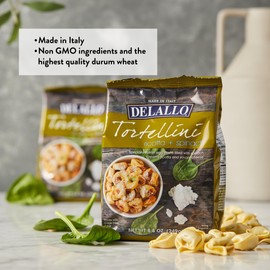 DeLallo Tortellini Pasta with Ricotta and Spinach, Made in Italy, Egg Pasta, Non-GMO, Tree Nut Free, Peanut Free, 8.8 oz Bag, (12 Pack)