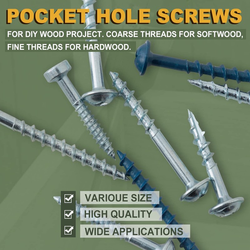 LIONMAX Pocket Hole Screws Fine Thread #8 x 1-1/4 Inch,