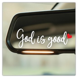 (3 Pcs) God is Good Mirror Sticker Inspirational Christian Vinyl Decal with Heart for Car Rear View Mirror Window Laptop Motorcycle Faith Quote Waterproof Sticker 4 Inches