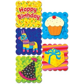 100 x Happy Birthday Scratch 'n Sniff Children's Stickers (Candyfloss Scent) CTP4593