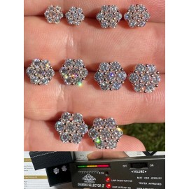 HarlemBling Moissanite Studs Cluster Flower Set Earrings Real 14k Rose Gold Over 925 Silver - 0.5ct (6mm)