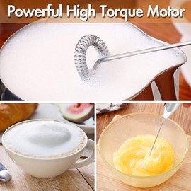 Espumador de Leche, LETTURE Mini Agitadores Batidor Eléctrico Batidora de Café, Acero Inoxidable Portátil Batidor de Eléctrica, Agitador de Café, Huevos de Agitación, para Espuma de Leche Cafés, Familia, Fiesta (Negro)