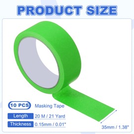 MECCANIXITY Masking Tape 1.4 Inch x 21 Yard Painter's Tape Green Paint Tapes for DIY Crafts Arts Drawing Decoration Labeling Car Painting Artist Teachers, Pack of 10