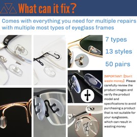 Eyeglass Repair Kit with 100PCS Nose Pads, 3-in-1 Keychain Screwdriver Kit, 100 Screws & Tweezers - Professional Glasses Repair Tools for Eyeglasses, Sunglasses, Watch, Jewelry - Compact & Complete