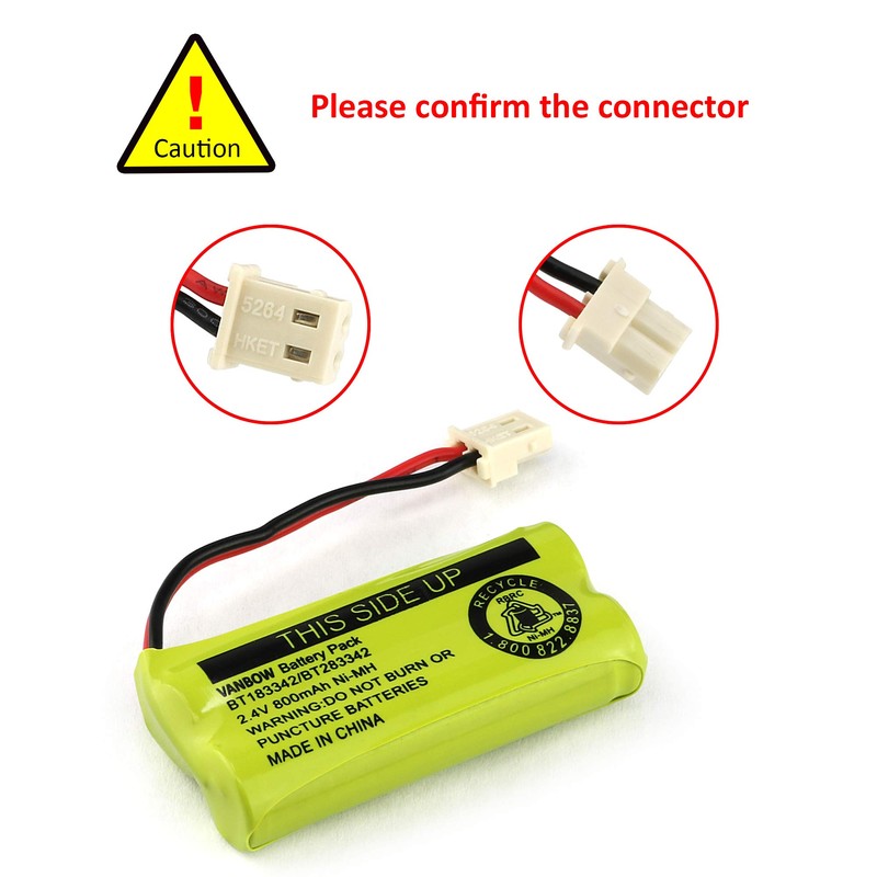VANBOW BT183342/BT283342 2.4V 800mAh Ni-MH Battery Pack, Compatible with AT&T