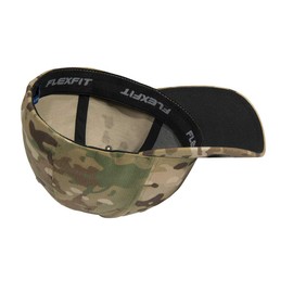 United We Stand, American Warrior Skull Custom Embroidered American Flag 6277 Flex Fitted Hat (S/M, Multicam)