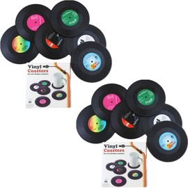 12PCS Portavasos de Silicona Antideslizantes para Mesa, con Diseño de Disco CD Retro, Posavasos de Vinilo Antideslizante para Café, Té, Cerveza, Vino, Hogar y Bar