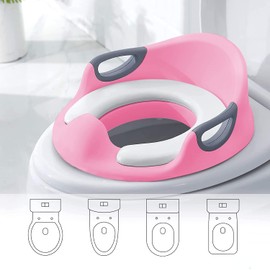 Potty Training Toilet Seat for Boys and Girls with Cushion and backrest,Toddler Toilet Training Potty Seat (Pink)