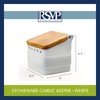 RSVP International White Stoneware Kitchen Collection, Stoneware Garlic Keeper, 4.5x4x4.5"