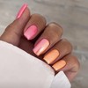 MERVF Square Press on Nails Medium Fake Nails Orange Chrome