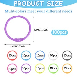 Yharnamite 100 Pcs Binder Rings, Colourful Index Card Rings, Binder Clips, 3cm Metal Loose Leaf Binder Rings, Book Binder Rings, Open Card Rings Key Chains for School, Home, Office (Colourful)