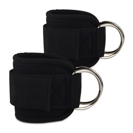 2Pcs Gym Ankle Strap Cable Attachment, Ankle Straps for Cable Machines Adjustable Velcro Strap，Double D-Ring Ankle Gym Cuff for Kickback Legs, Glute Workouts, Leg Extensions (Black)