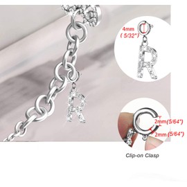 Secbolt Bling Letter Charms for Women's Bracelets, R/Silver