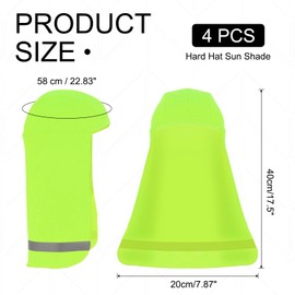 PATIKIL Hard Hat Sun Shade, 4 Pcs Hard Hat Liner Neck Shade Sun Protector Shade Cooling Skull Cap with Reflective Strips for Outdoor Hiking Biking Fishing, Fluorescent Green