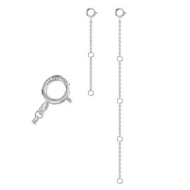 Aeon Jewellery Silver Necklace Extender - Pack of 2 & 4 Inch | 925 Sterling Silver | Adjustable Extensions for Chain Necklaces, Bracelets, Anklets