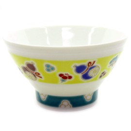 Kutani Ware Rice Bowl, Rokugyo (Disease Free), Ceramic, Japanese Tableware, Stylish, Brand, Made in Japan