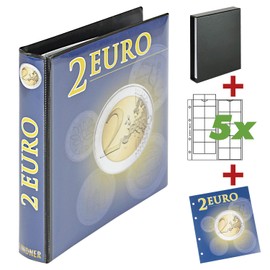 LINDNER Das Original Album per monete da 2 euro con 5 fogli per un totale di 100 monete, espandibile con fogli supplementari