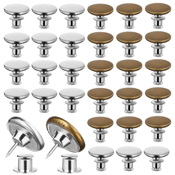 Button Pins 30Pcs Sewing Metal Jeans Button Pins No Sew