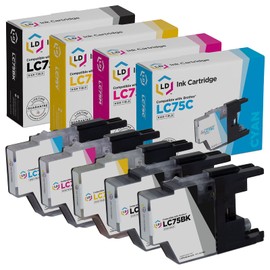 LD Compatible Ink Cartridge Replacement for Brother LC75 High Yield (2 Black, 1 Cyan, 1 Magenta,1 Yellow, 5-Pack) Compatible with Brother MFC-J6510DW MFC-J6710DW MFC-J6910DW MFC-J280W MFC-J430W M