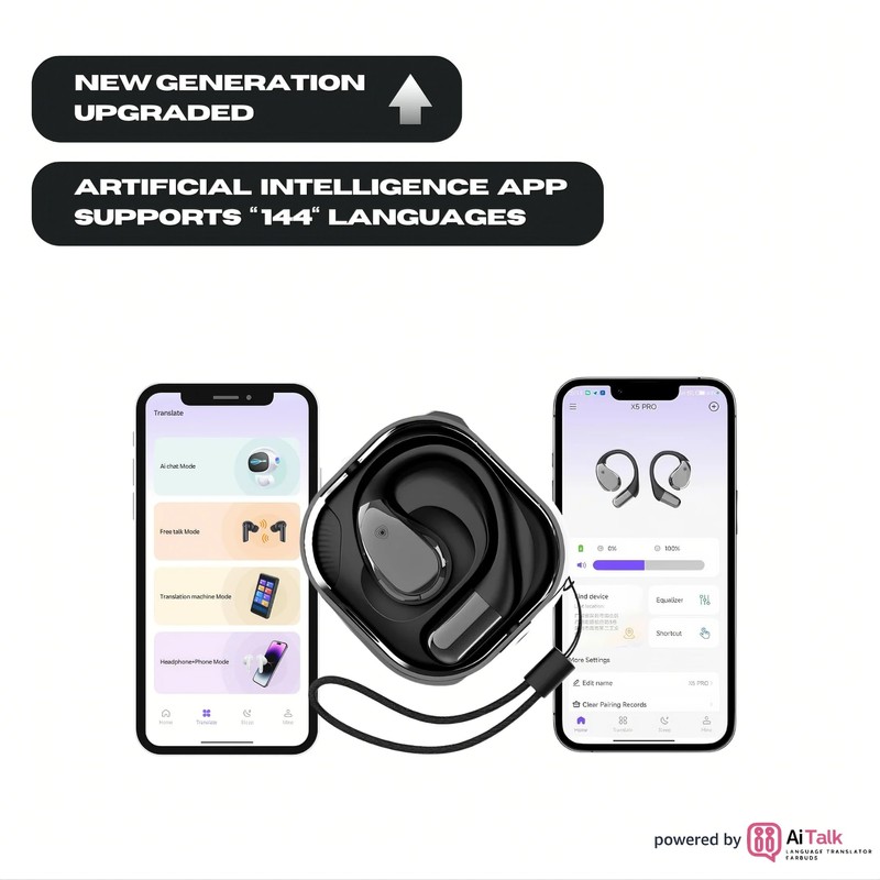 AI Translation Earbuds Real Time, 3-in-1, Language Translator Earbuds, 144