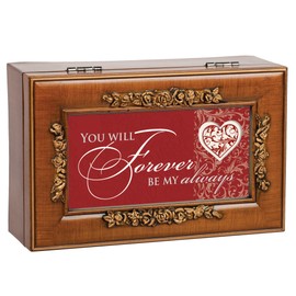 Cottage Garden You Will Forever Be My Always Woodgrain Embossed Jewelry Music Box Plays Wind Beneath My Wings