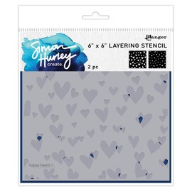 ICE RESIN Simon Hurley create. Stencil 6""X6"" 2/Pkg-Happy Hearts